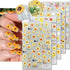 5 Sheets Flower Nail Art Stickers Decals, 5D Sunflower Nail Stickers for Nail Art,3D Self-Adhesive Engraved Nail Art Supplies Yellow Floral Small ...