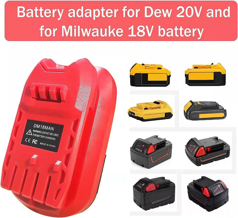 DM18MAN Adapter for Craftsman 20V Cordless Tools Works for DeWalt 20V Lithium Battery and for Milwaukee 18V Li-on Battery, Battery Replacement Ada...