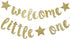 Welcome Little One Glitter Banner, Pre-strung Baby Shower Banner, Gender Reveal Party Decor (Gold)...