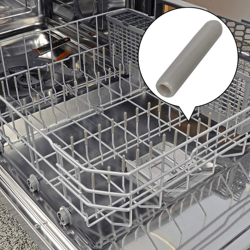OIIKI 100 PCS Universal Dishwasher Rack Tine Prong Repair End Cover Caps, Durable Flexible Vinyl Extra Long 1 inch Anti Slip Round Tips, Gray