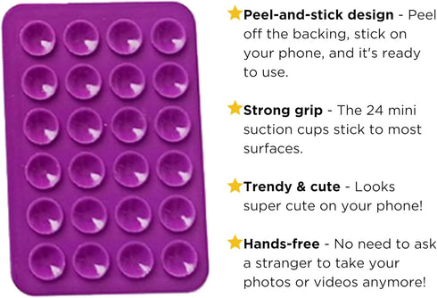 Silicone Suction Phone Case Adhesive Mount | Hands-Free Accessory for Selfies and Videos | Sticks to Windows and Other Surfaces | iPhone and Andro...
