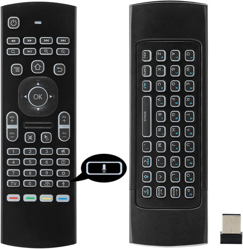 MX3 Air Mouse Voice Remote Control, 2.4G Multifunctional Blacklight Mini Wireless Keyboard Air Mouse Remote for Android Smart TV Box, 3-Gyro&Gsens...