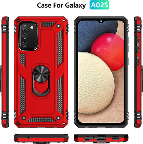 for Samsung A02s Case, Galaxy A02s Case with HD Screen Protector, Military-Grade Ring Kickstand Holder Car Mount 15ft Drop Tested Shockproof Cover...