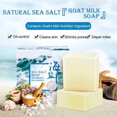 Soap with Sea Salt Natural Goat's Milk for Face Dry and Natural Oily Skin, All Skin Types, Face Wash Body Wash Skincare Gift (B)...