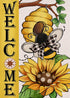 Welcome Spring Summer Bumble Bee Sunflower Decorative Garden Flag, Flower Honeycomb Yard Outside Decorations, Buffalo Plaid Bow Burlap Farmhouse O...