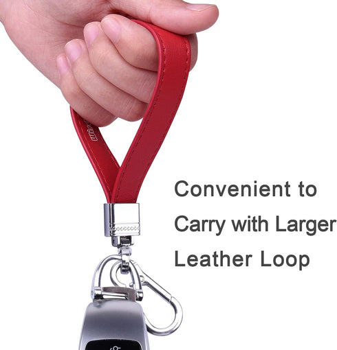 Wisdompro Genuine Leather Car Keychain, Universal Heavy Duty Leather Key FOB Keychain Key Chains Women for Car Keys, 360 Degree Rotation, with Ant...