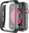 Black Hard Case Compatible with Apple Watch SE Series 6 Series 5 Series 4 44mm with Screen Protector, iwatch Ultra Thin HD Tempered Glass Screen P...