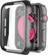 Black Hard Case Compatible with Apple Watch SE Series 6 Series 5 Series 4 44mm with Screen Protector, iwatch Ultra Thin HD Tempered Glass Screen P...