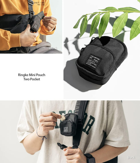 Ringke Mini Pouch Two Pocket, Small Bag for Universal Wireless Ear Buds, Durable Waterproof Keychain Accessories Compatible with AirPods Pro 2nd G...