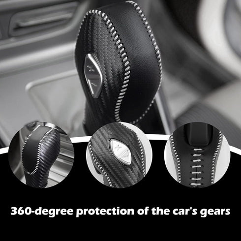 1 PC Auto Gear Shift Knob Cover, Shifter Knob Trim, Leather Handbrake Cover, Car Interior Accessories, Compatible with Ford (Black & White)...