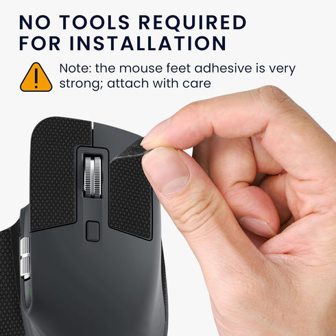 kwmobile Mouse Grip Tape Compatible with Logitech MX Master 3S Grip Tape - Non-Slip Faux Leather - Black...
