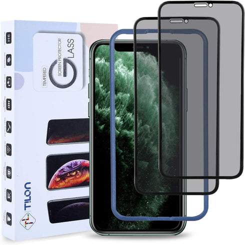 TILON (2 Pack) Privacy Screen Protector Compatible for iPhone X/XS/11 Pro, Innovative Anti-Spy 3D Touch Full Cover 9H Tempered Glass Ultra-Clear B...