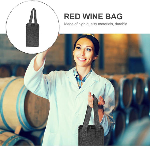 Foldable Tote Bag 4 Bottle Wine Carrier Tote Wine Bottle Bags Felt Wine Carrier Reusable Grocery Bags for Travel Camping and Picnic Dark Grey Coll...