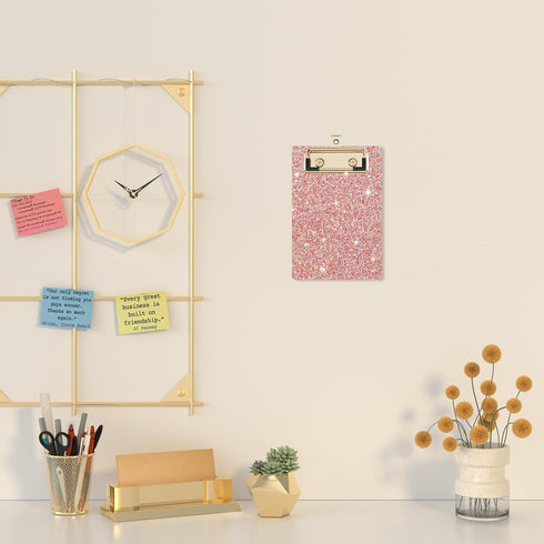 Acrylic Clipboards, Fashion Glitter Clipboard, Stardard Letter Size Clip Board, Size 4" x 6", Cute Confetti Clipboards for Women, Rose Gold Desk O...