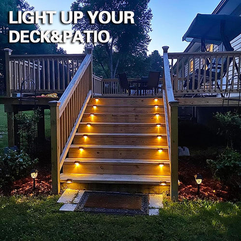MAIXI Solar Deck Lights Outdoor, 8 PCs LED Solar Fence Lights Waterproof, Garden Decorative Solar Step Lights, LED Solar Lights for Patio Porch St...