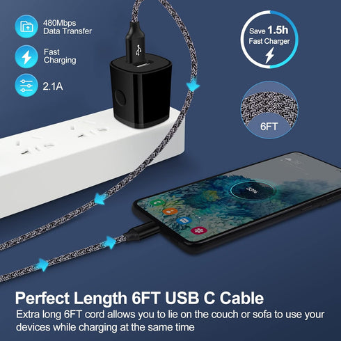 USB C Charger Block Google Pixel 8a 8 7a Fast Charger Android Phone Wall Plug Car Adapter C Type Charging Cable 6FT for Pixel 7 6 Pro 6a 5a 5XL 4a...