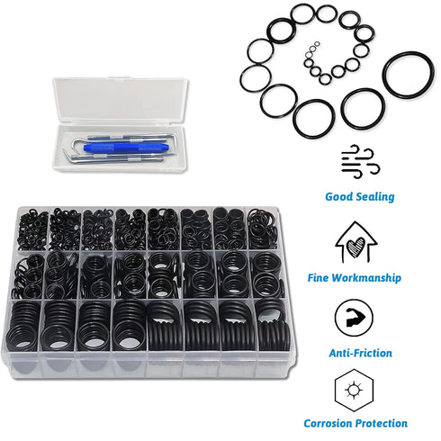 1280 Pcs 24 Size Rubber O-Ring Assortment Kit with Pick and Hook Set for Pressure Washer Faucet Plumbing OD 6mm-28mm...