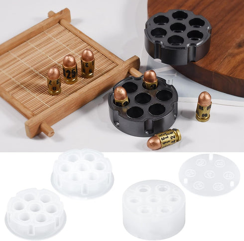 Bullet Dice and Dice Box Resin Molds Silicone Set of 7 Epoxy Resin Molds Dice Silicone Molds for Epoxy Resin for Role Playing Games Table Board Ga...