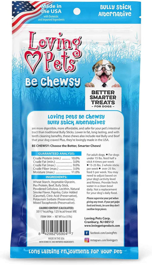 Loving Pets - Be Chewsy Bully Stick Alternative Dog Treat for Small, Medium & Large Dogs (5 Pack of 6 Sticks)...