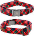 Elegant little tail Dog Collar with Flower, Red Plaid Christmas Dog Collar with Flower Dog Flowers Holiday Pet Collar Puppy Flower Girl Boy Dog Co...