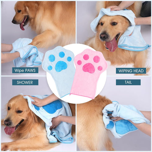 Glove Dog Towel for Drying Dogs for Dogs and Cats & Other Pets?(27.6 x 18.1 Double-sided available)Large Quick Dry Microfiber Grooming Pet Towel S...
