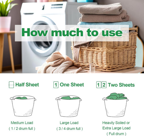 Laundry Detergent Sheets, Eco-Friendly & Hypoallergenic Laundry Detergent Strips, Natural Ingredients, Ultra-Concentrated, Travel-Ready, No Plasti...