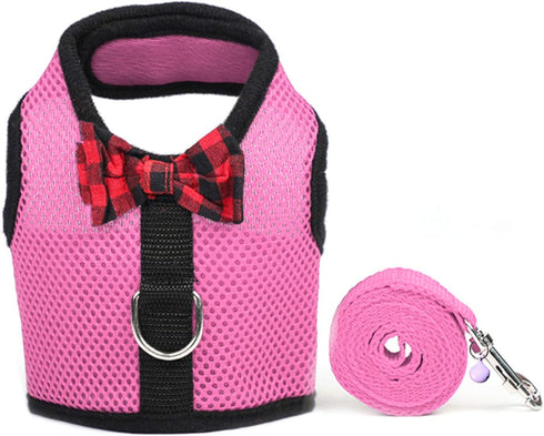 Rypet Small Animal Harness and Leash - Soft Mesh Small Pet Harness with Safe Bell, No Pull Comfort Padded Vest for Small Pet Pink S...