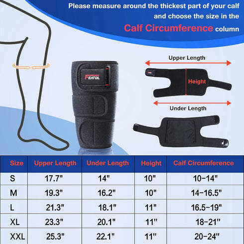 FEATOL Calf Brace, Adjustable Shin Splint Brace, Calf Compression Wraps For Women Men, Leg Braces Calf Support Large L (16.5-19") 1PC, Pain Relief...