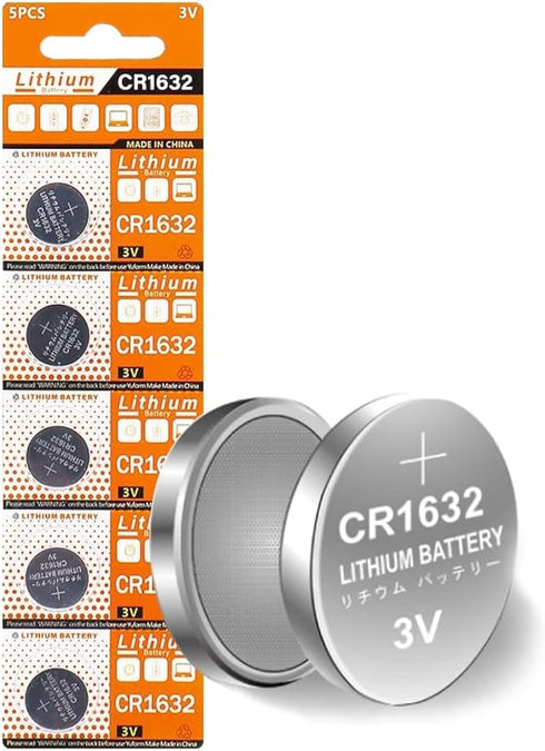 Cotchear 5pcs/Pack CR1632 Button Battery 3V CR1632 Lithium Coin Cell Batteries LM1632 BR1632 ECR1632 CR 1632 Battery for Electronic Watch Remote...