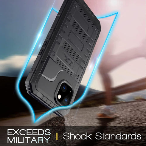 Marrkey Waterproof Case for iPhone 14, Heavy Duty Durable Metal Full Body Built-in Screen Protection Case Shockproof Dustproof Rugged Military Gra...