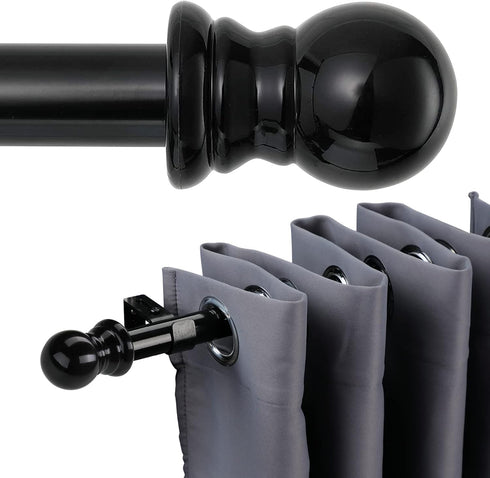 Curtain Rod, 48" - 84" Black Curtain Rods for Windows, 1" Diameter Decorative Adjustable Curtain Rod with Brackets for Room Divider, Bedroom, Livi...