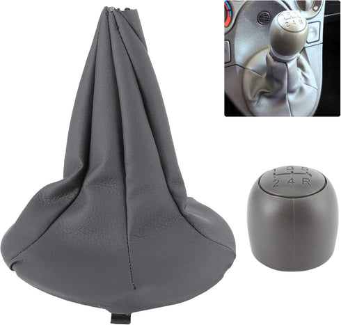 Acouto Shift Knob and Gear Shift Boot,5 Speed Gear Shift Knob with Dustproof Boot Collars for Fiat Panda 500 500C...