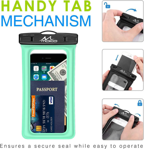 MoKo Floating Waterproof Phone Pouch Holder, Floatable Phone Case Dry Bag with Lanyard Armband Compatible with iPhone 14 13 12 11 Pro Max X/Xr/Xs ...