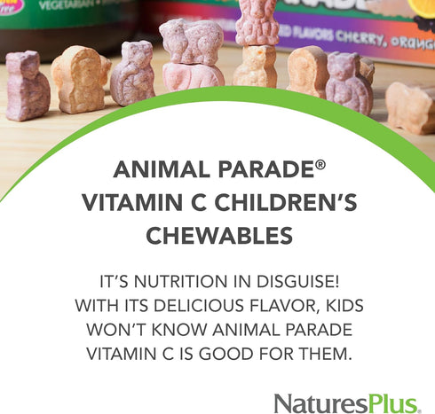 Natures Plus Animal Parade Vitamin C Children's Chewable - Natural Orange Juice Flavor - 90 Animal-Shaped Tablets - Vegan, Vegetarian, Gluten Free...