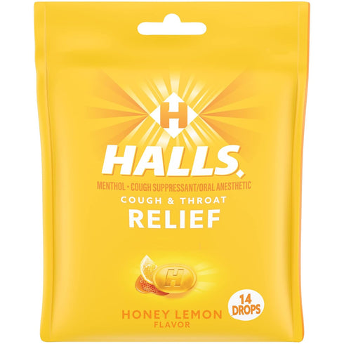HALLS Relief Honey Lemon Cough Drops, 14 Drops...