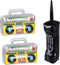 3PCS Inflatable Boombox and Mobile Phone - 80s 90s Party Supplies Decorations Cosplay Props - Rappers Hip Hop B-Boys Costume Accessory...