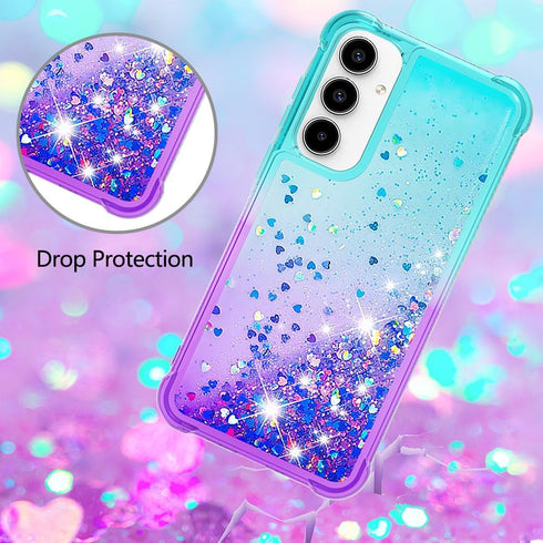 for Samsung Galaxy A35 5G Phone Case with Screen Protector, Glitter Bling Liquid Floating Cute Soft TPU Slim Silicone Women Girls Shockproof Prote...