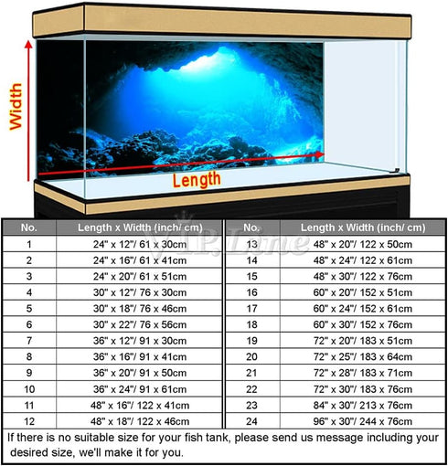 Aquarium Background Poster Under Water Cave Sunlight Fish Tank Backdrop Decorations PVC Fish Tank Background (30" x 12"/ 76 x 30cm)...