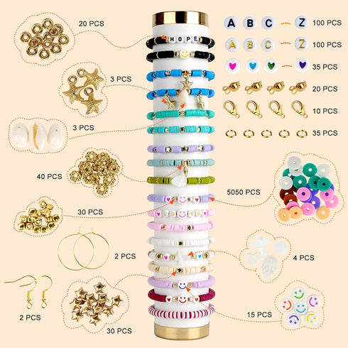 JQEEYGV 5500pcs Clay Beads Bracelet Making Kit 24 Colors Friendship Bracelet kit with Letter Beads DIY Arts and Crafts for Jewelry Set Girls Begin...