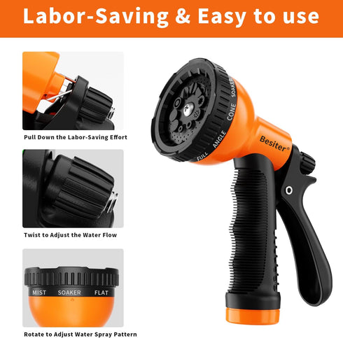 Garden Hose Nozzle Sprayer: 2 Pack 10 Watering Patterns Spray Nozzles Heavy Duty Hose Head Hose Attachment...