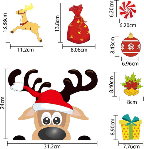 24 Pcs Christmas Magnet Party Decoration, Animated Christmas Fridge Magnet Set, Reindeer Refrigerator Stickers Holiday Decorations for Fridge, Doo...
