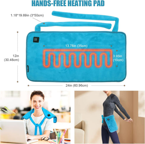 USB Heating pad for Back, Neck, and Shoulder Pain Relief with Two Straps - Dry & Moist Heat Therapy Option (Blue)...