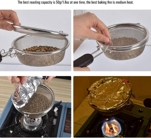 Coffee Roasting Tool Portable Stainless Steel Coffee Roaster Tool for Home Use Handy Coffee Beans Baker Coffee Baking Tool...