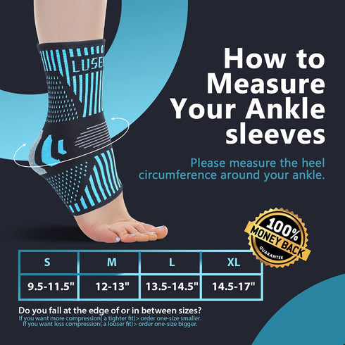 Lusenone Ankle Brace for Women & Men (Pair), Compression Ankle Sleeve- Best Ankle Support Socks for Plantar Fasciitis, Sprained Ankle, Achilles Te...