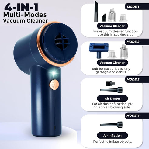 Wireless Car Vacuum Cleaner - Cordless Vacuum Cleaner High Power Portable Vacuum for Car 2 in 1 Blow and Suck Handled Vacuum Cordless (Blue)...
