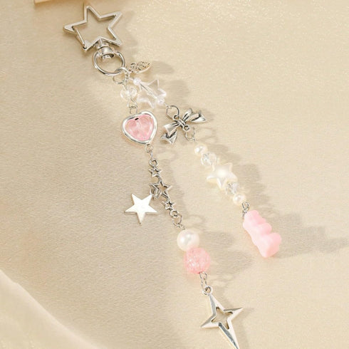Meefisher Pink Bear Keychain Y2K Aesthetic Charm Cute Keychain Mini Kawaii Accessories for Backpack Purse for Women Birthday...
