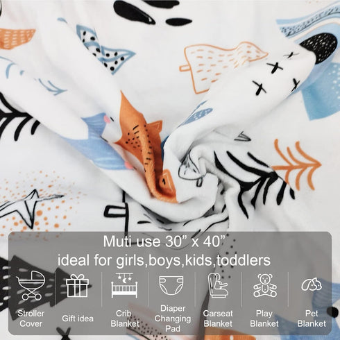 Baby Blanket for Boys Girls (Fox Printed, 30"x40") with Double Layer Dotted Backing Soft Plush Minky Blanket for Toddlers Newborn...