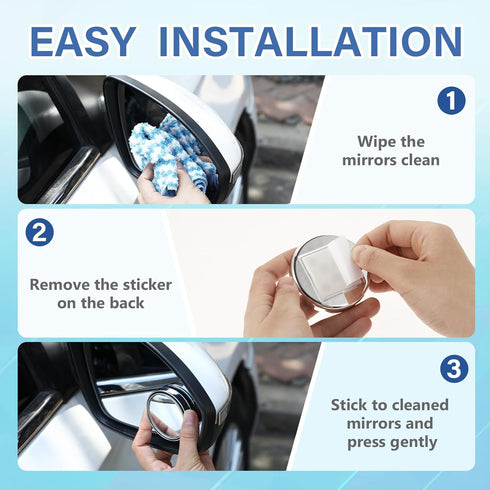8Pcs Blind Spot Mirrors for Car 1.97’’ Round HD Convex Mirror Angle Adjustable HD Glass Round Side Rear View Convex 360° Wide Angle Side View Mirr...