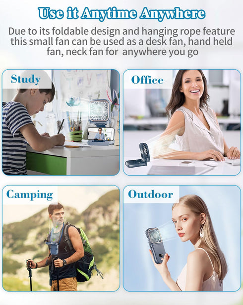 Portable Fan Rechargeable,Handheld Fan 4000mAh Battery Operated Fan with Digital Display,Hand Fans for Women Foldable Mini Pocket Fan,Foldaway Han...