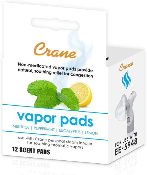 Crane Vapor Pads for EE-5948 Cordless Personal Steam Inhaler, White, 12 Count (Pack of 1)...